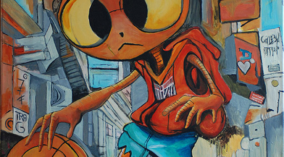 alien basket lowbrow vignette