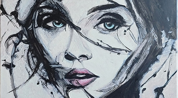 brushed woman vignette